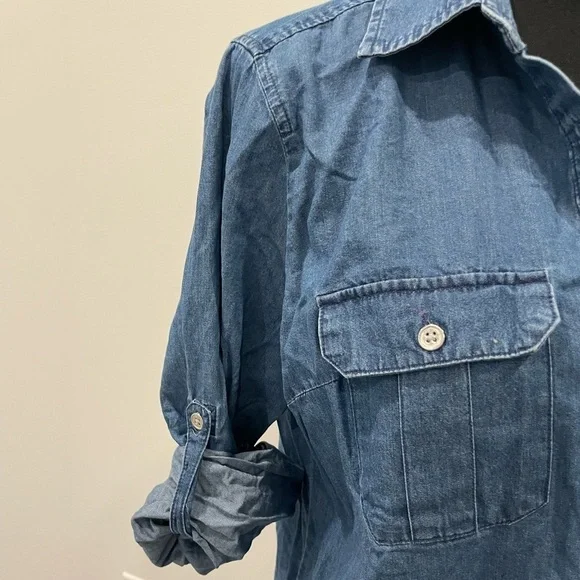 New York & Co Denim Long Sleeve Button Up - Picture 4 of 7